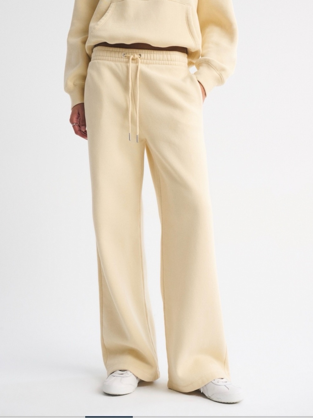 A&F High Rise Sunday Drawstring Sweatpants in Butter Yellow